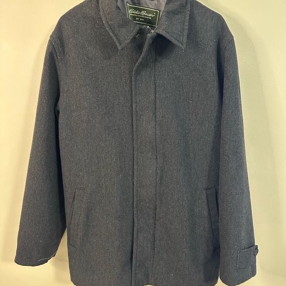 Eddie Bauer Other - Eddie Bauer Mens Barn Coat Heavy Gray Wool Herringbone Chore Jacket Size Large